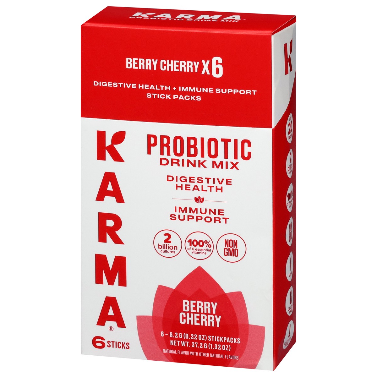slide 3 of 4, Karma Probiotic Berry Cherry Drink Mix 6 - 0.22 oz Sticks, 6 ct