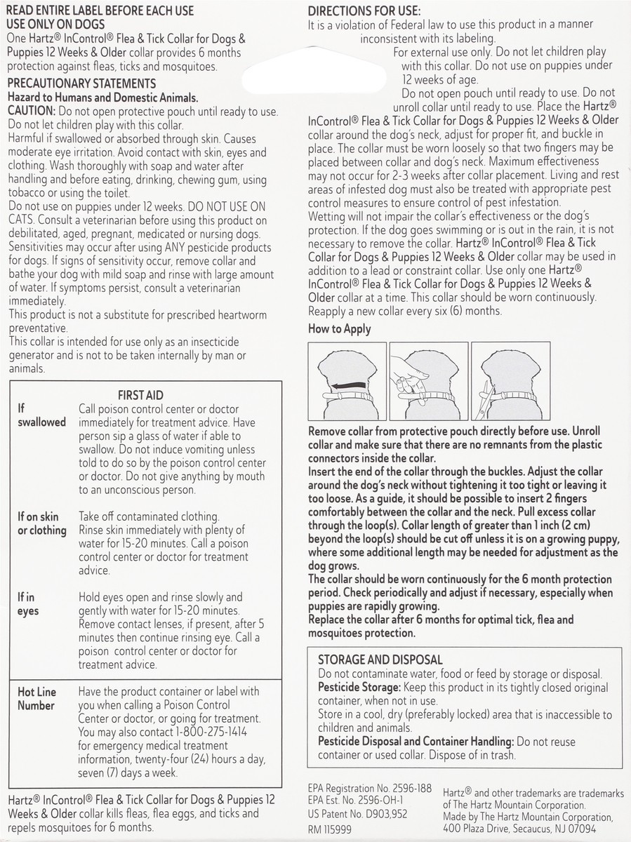 slide 9 of 9, Hartz InControl Flea & Tick Collar 1 ea, 1 ct