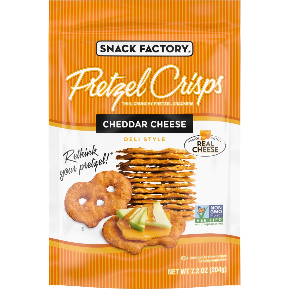 slide 1 of 5, Snack Factory Pretzel Crisps, Cheddar Cheese, 7.2 Oz, 7.2 oz