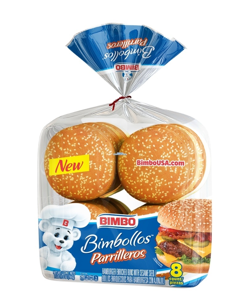 slide 1 of 1, Bimbo Bimbollos Parrilleros Large Seeded Hamburger Buns, 27.5 oz