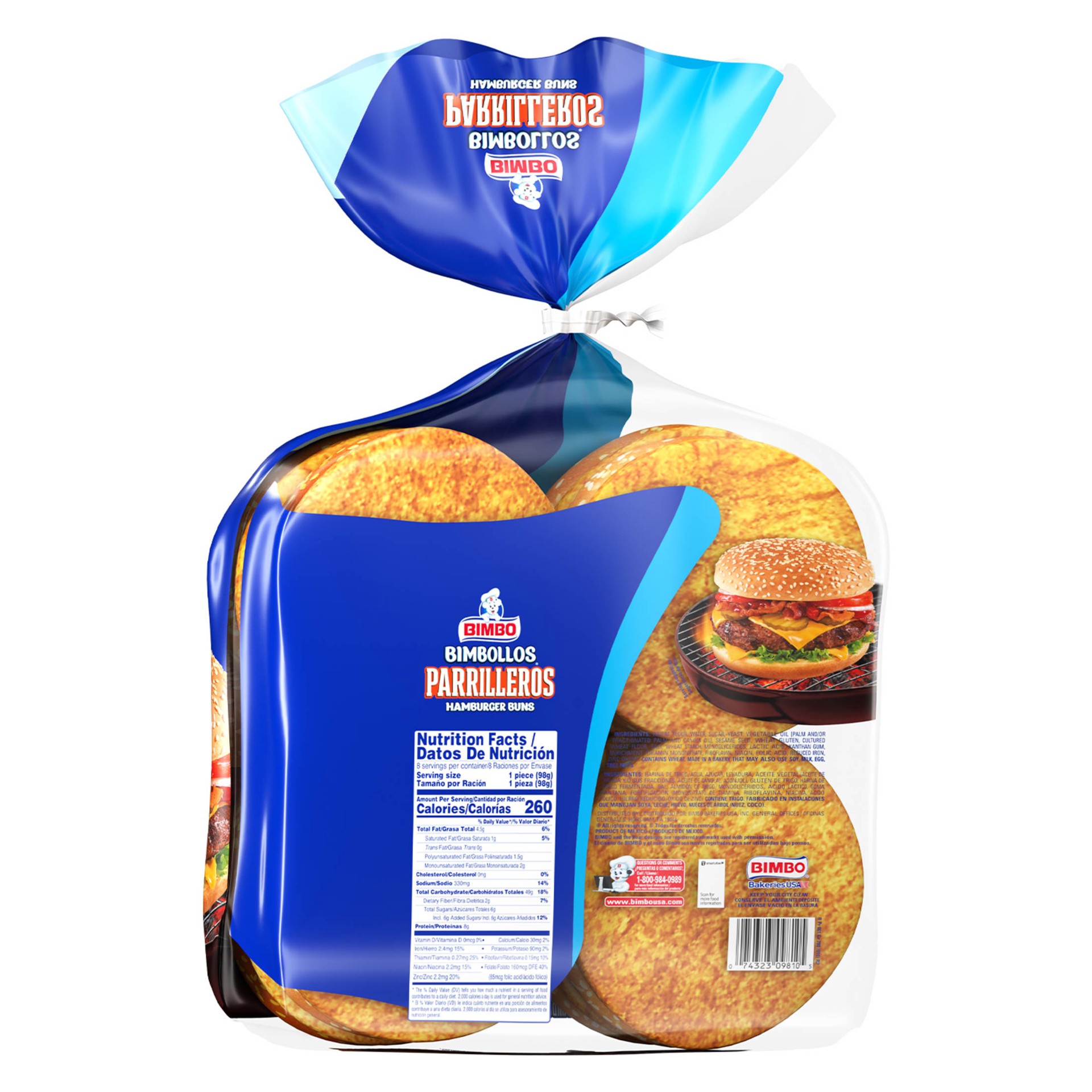 slide 2 of 5, Bimbo Bimbollos Parrilleros Sesame Seeds Large Hamburger Buns, 8 count, 27.5 oz, 8 ct
