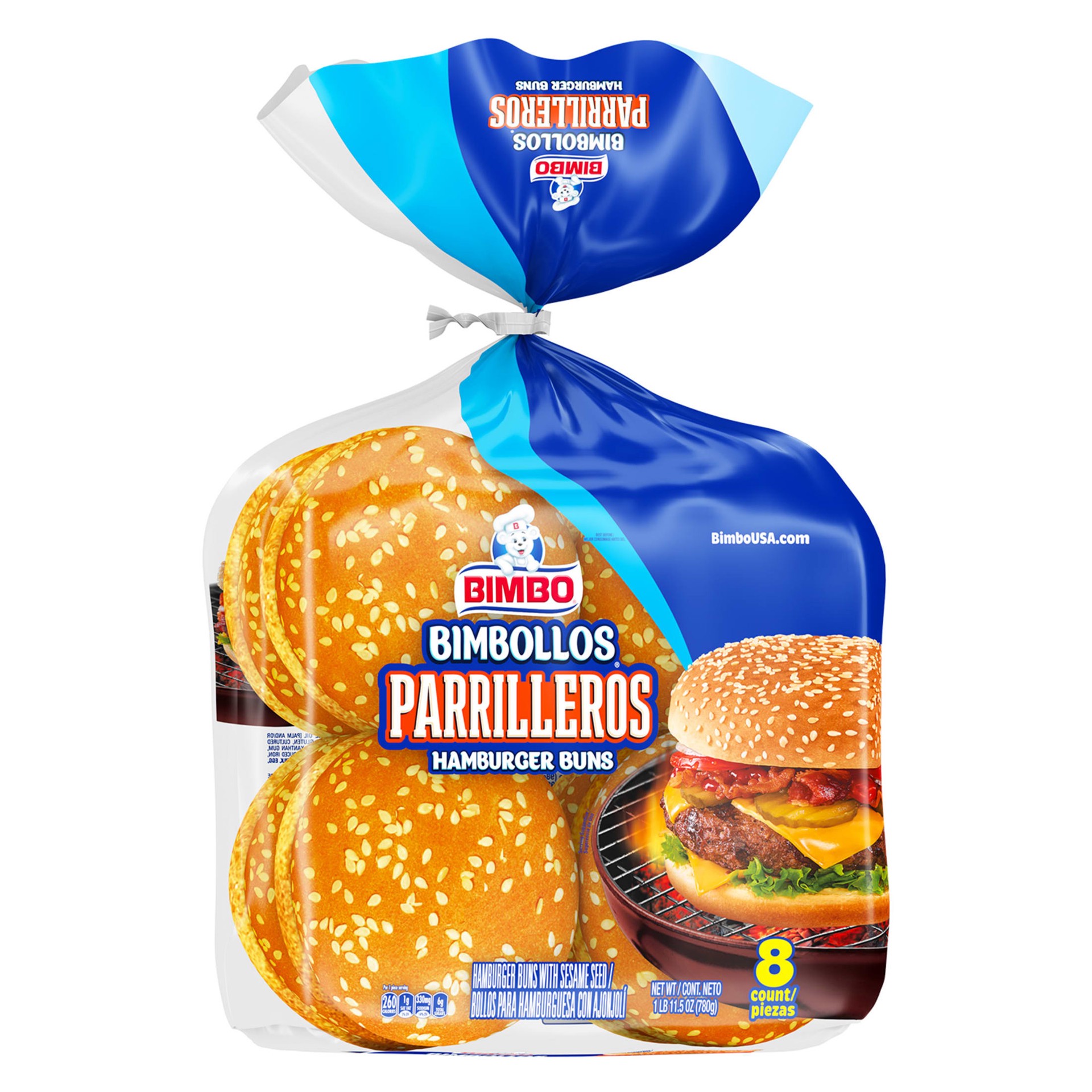 slide 4 of 5, Bimbo Bimbollos Parrilleros Sesame Seeds Large Hamburger Buns, 8 count, 27.5 oz, 8 ct