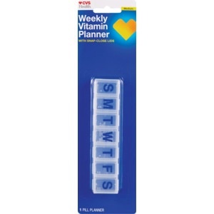 slide 1 of 1, CVS Health Weekly Medium Size Pill Planner With Snap-Tight Lids, 1 ct
