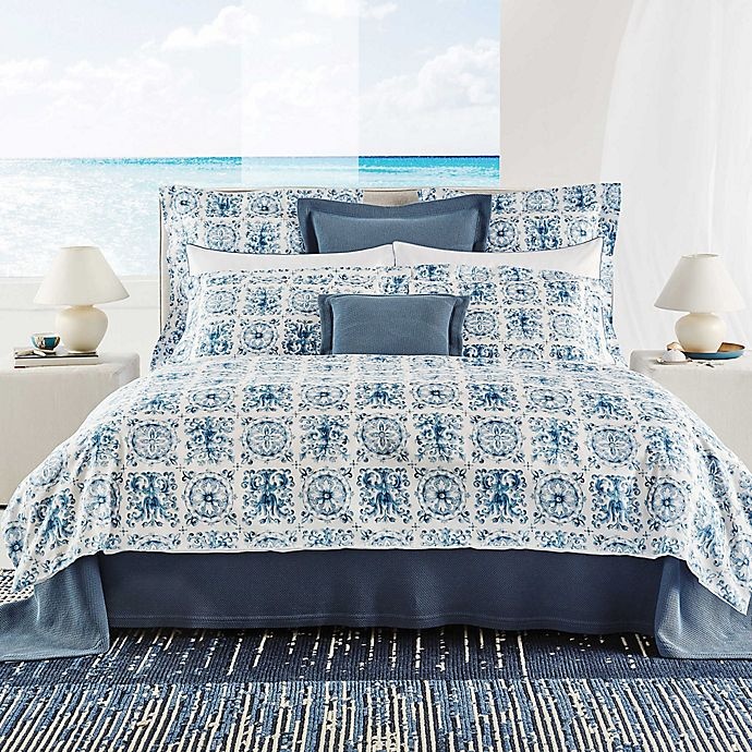 slide 1 of 3, Frette At Home Azulejo King Duvet Cover - Blue, 1 ct