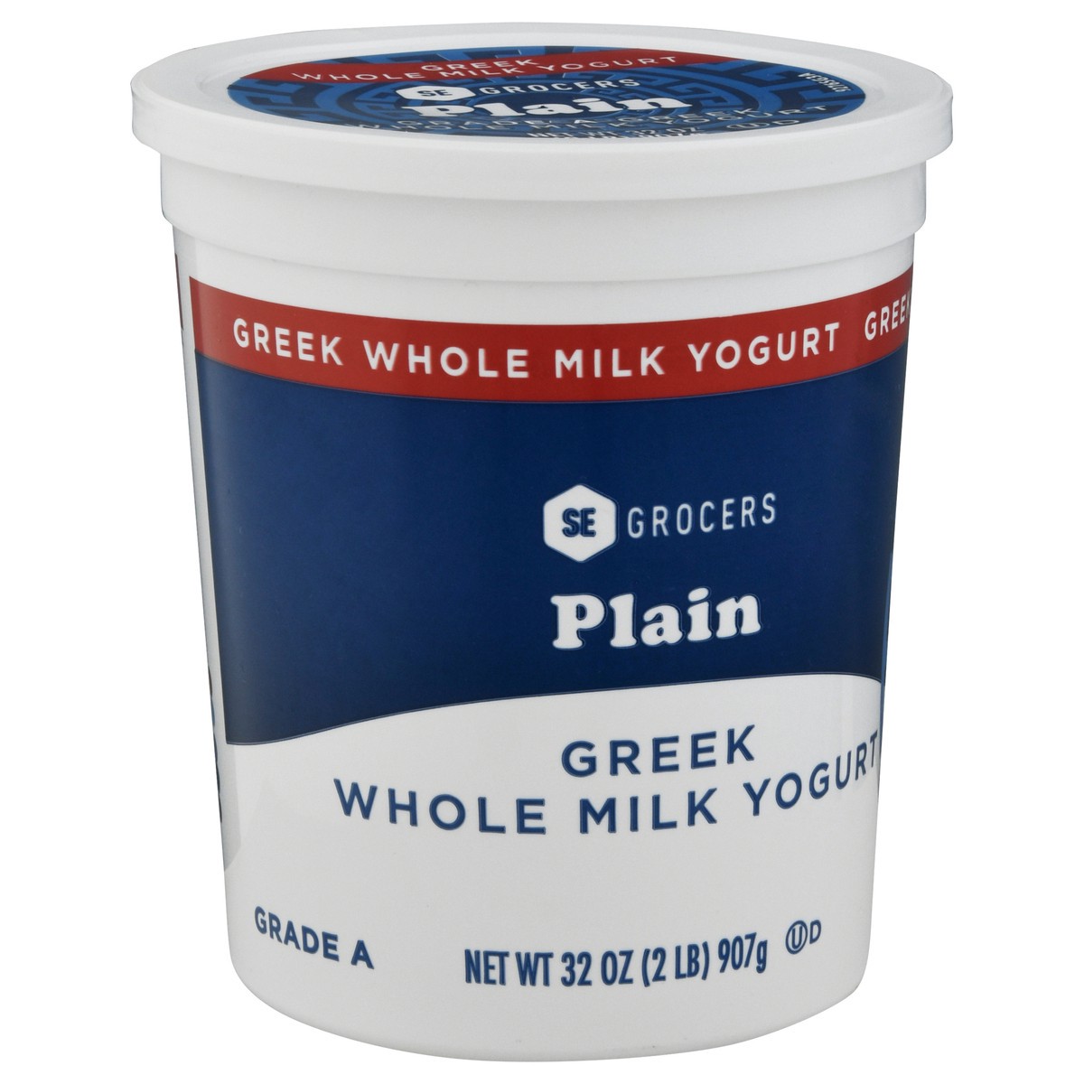 slide 2 of 9, SE Grocers Whole Milk Plain Greek Yogurt, 32 oz