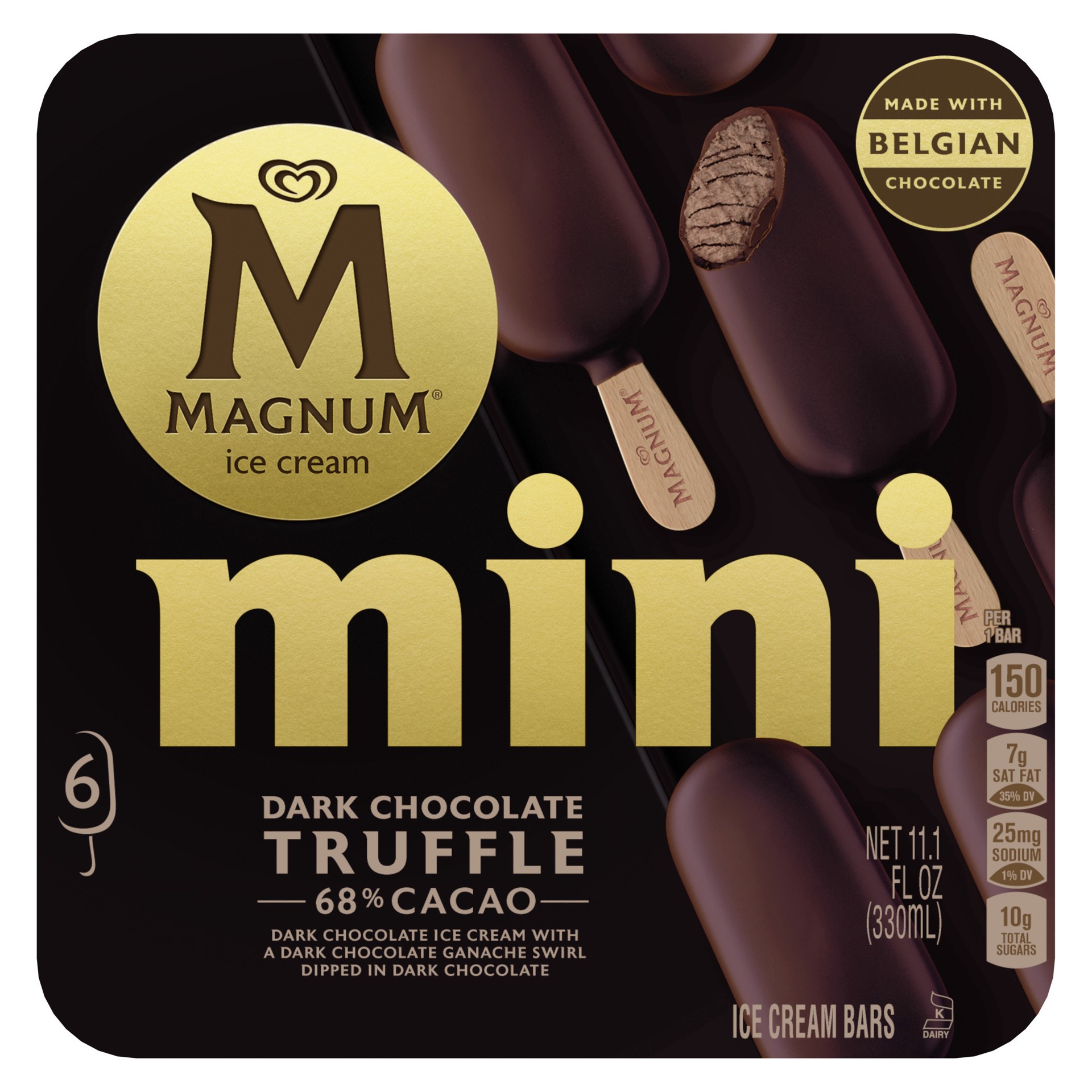 slide 1 of 1, Magnum Mini Ice Cream Bars Dark Chocolate Truffle, 11.1 oz, 6 Count, 11.1 fl oz