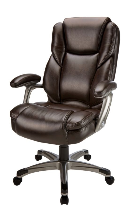 Realspace Cressfield Bonded Leather High-Back Chair, Brown/Silver 1 ct ...