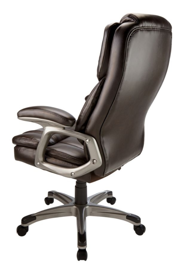 Realspace Cressfield Bonded Leather HighBack Chair, Brown/Silver 1 ct Shipt