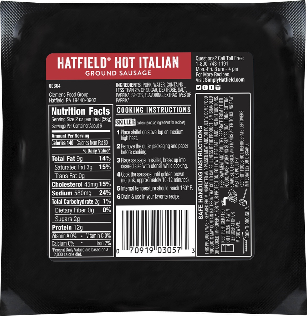slide 5 of 5, Hatfield Ground Sausage Hot Italian, 16 oz