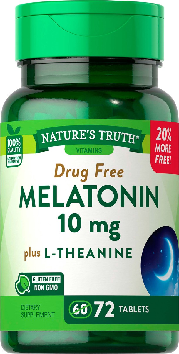 slide 5 of 5, Nature's Truth Melatonin 10 mg plus L-Theanine, 72 ct