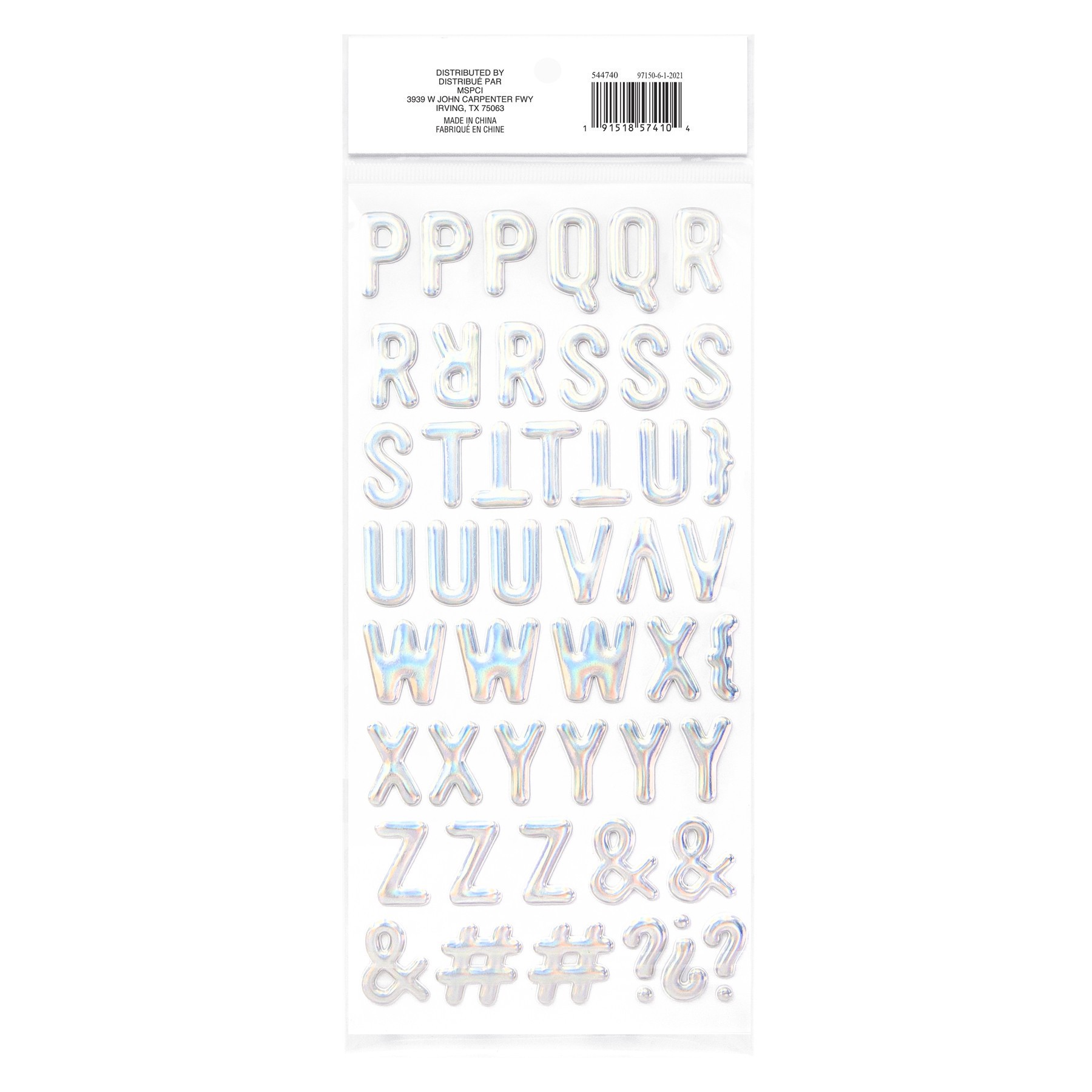 slide 4 of 4, Iridescent Pastel Puffy Alphabet Stickers By Recollections, 4.375 in x 9.5 in