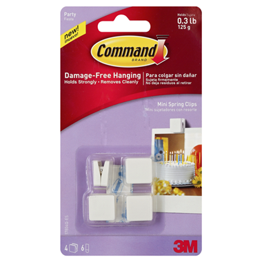 slide 1 of 1, 3M Command Party Mini Spring Clip, 4 ct