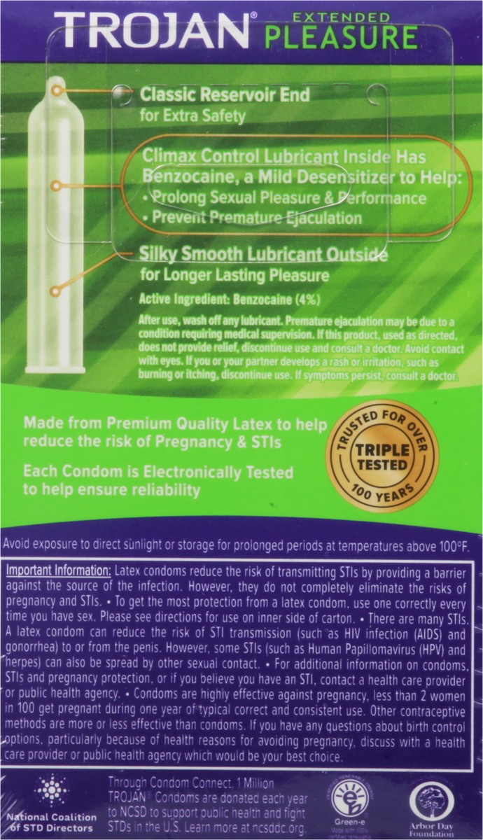 slide 7 of 9, Trojan Extended Pleasure Lubricated Latex Condoms 12 ea, 12 ct