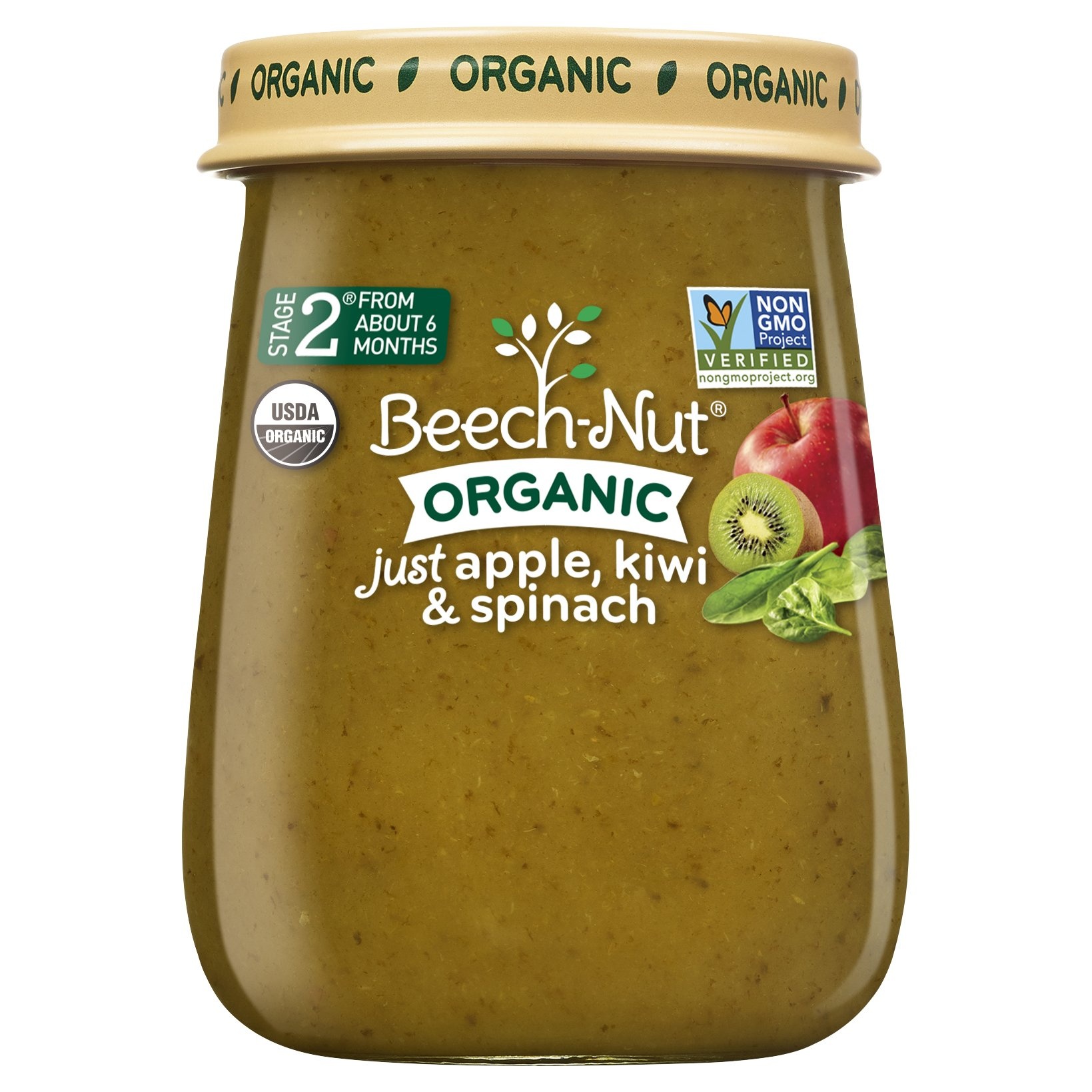 slide 1 of 1, Beech-Nut Stage 2 Just Organic Apple Kiwi Spinach, 4.25 oz