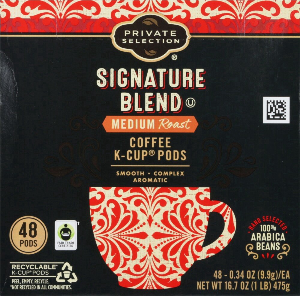 slide 6 of 9, Private Selection Fair Trade Signature Blend Medium Roast Coffee K-Cup Pods- 48 ct, 48 ct