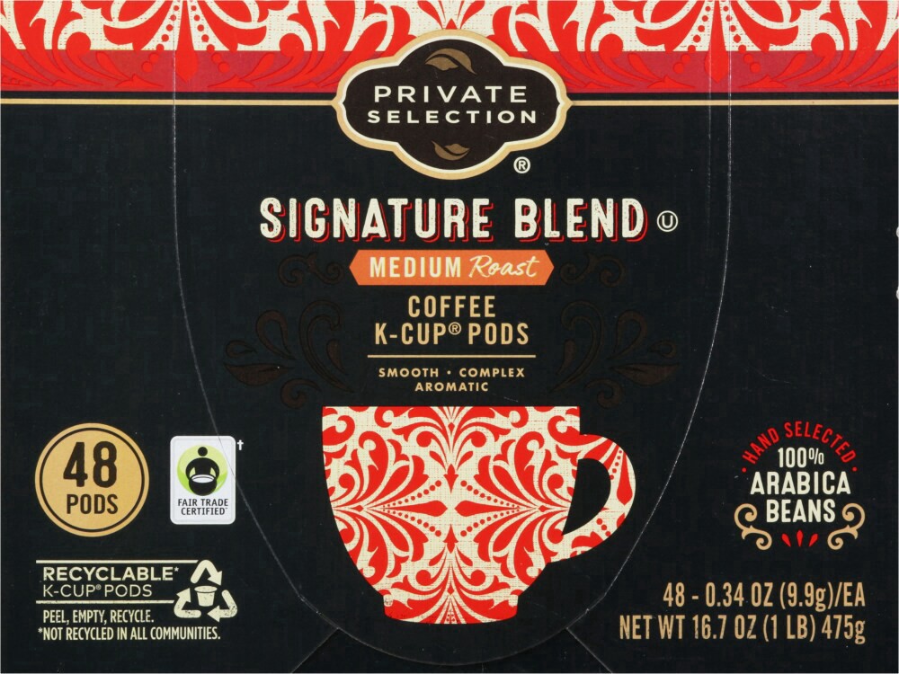 slide 8 of 9, Private Selection Fair Trade Signature Blend Medium Roast Coffee K-Cup Pods- 48 ct, 48 ct
