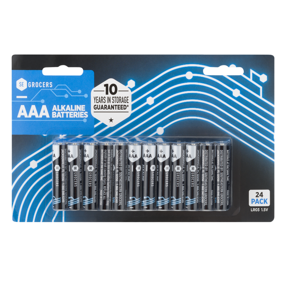 slide 1 of 1, SE Grocers AAA Alkaline Batteries 24 Count, 24 ct