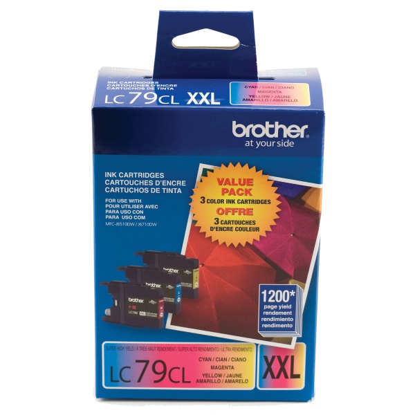 slide 1 of 3, Brother Lc79 Cyan/Magenta/Yellow Ink Cartridges, Pack Of 3, 3 ct