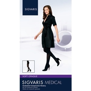 slide 1 of 1, Sigvaris Women's Soft Opaque 840 Pantyhose Medium Compreion - Medium Long Black, 1 ct