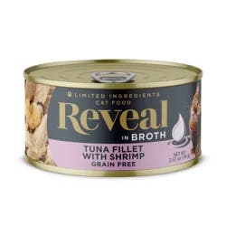 Reveal Natural Wet Cat Food, Tuna Fillet with Shrimp in Broth, 2.47 oz Can