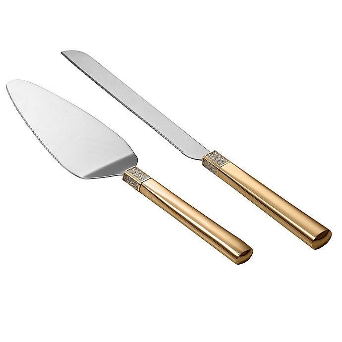 slide 1 of 1, Waterford Lismore Diamond Cake Knife and Server Set - Gold, 2 ct