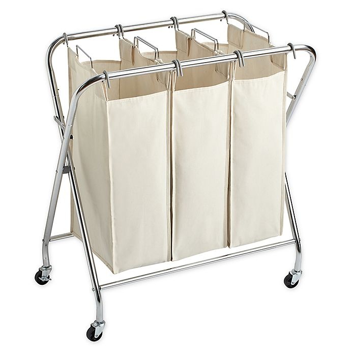 slide 1 of 1, Real Simple X Frame Triple Laundry Sorter - Chrome, 1 ct