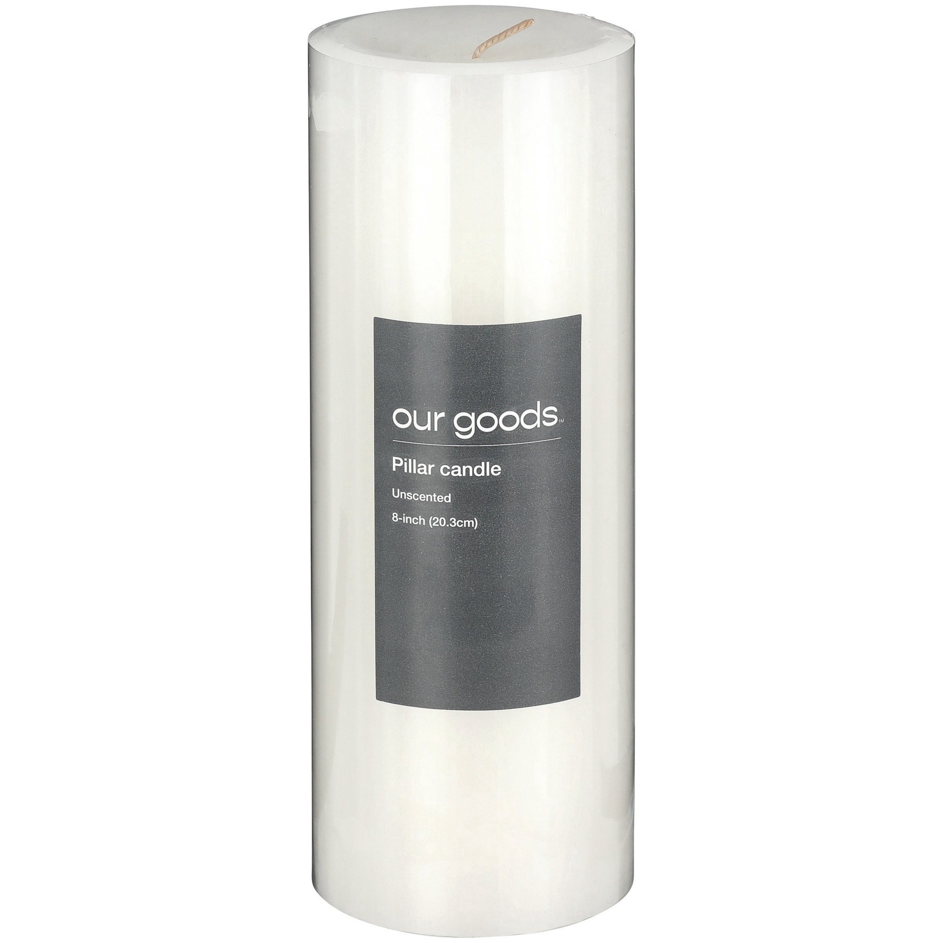 slide 1 of 1, our goods Unscented Pillar Candle - White, 8 ft