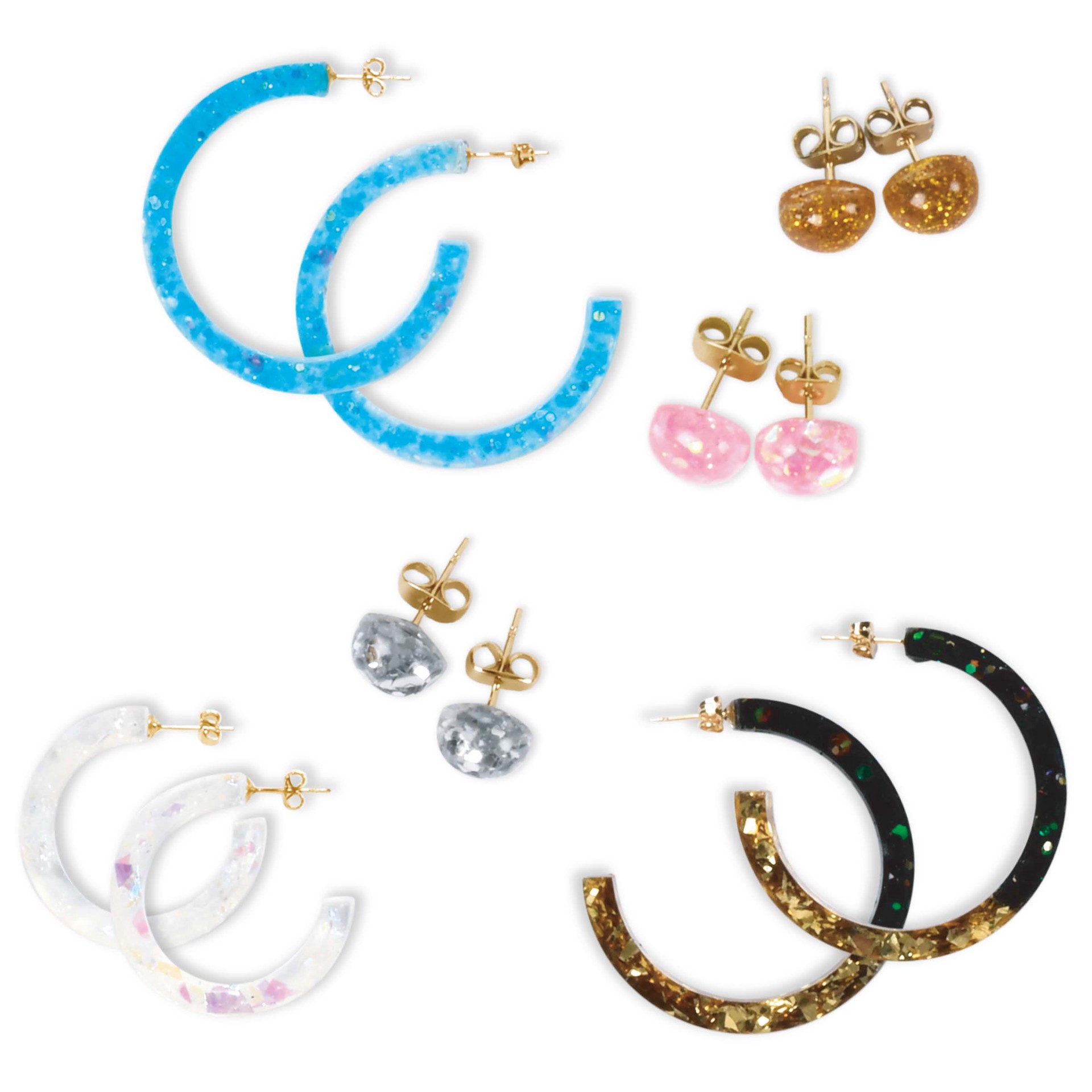 slide 4 of 6, Blue Moon Studio Uv Resin Craft Hoop Earring Starter Kit, creates up to 48 earrings