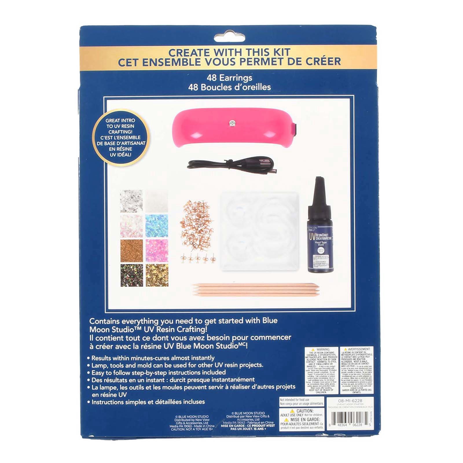 slide 3 of 6, Blue Moon Studio Uv Resin Craft Hoop Earring Starter Kit, creates up to 48 earrings