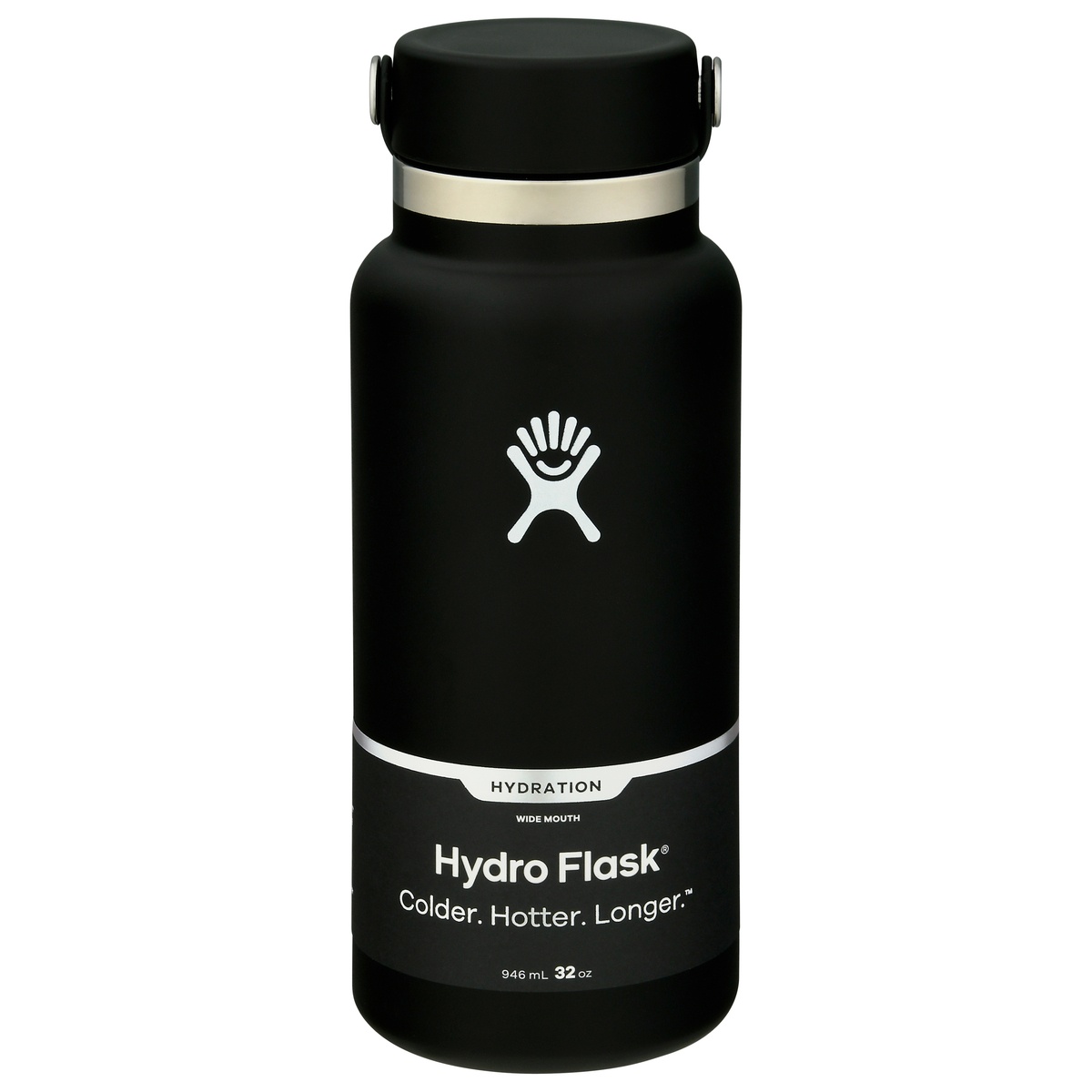 slide 1 of 1, Hydro Flask Insulated Wide Mouth Bottle with Flex Cap, Black, 32 oz