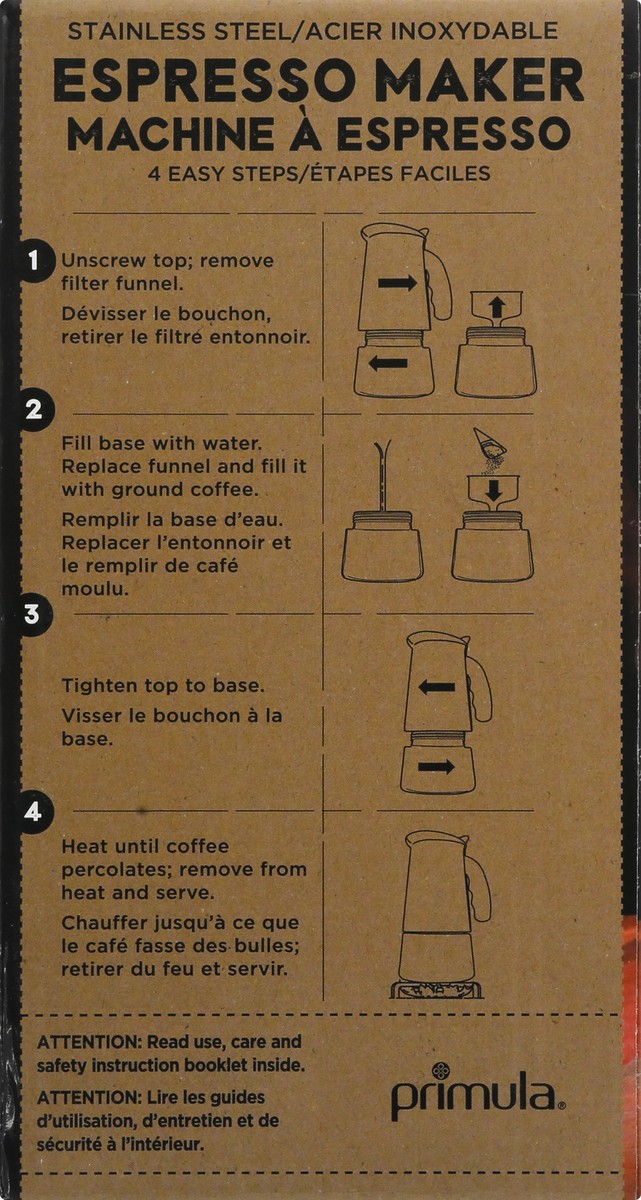 slide 7 of 11, Primula 6 Cup Polished Silver Stainless Steel Espresso Maker 1 ea, 1 ct