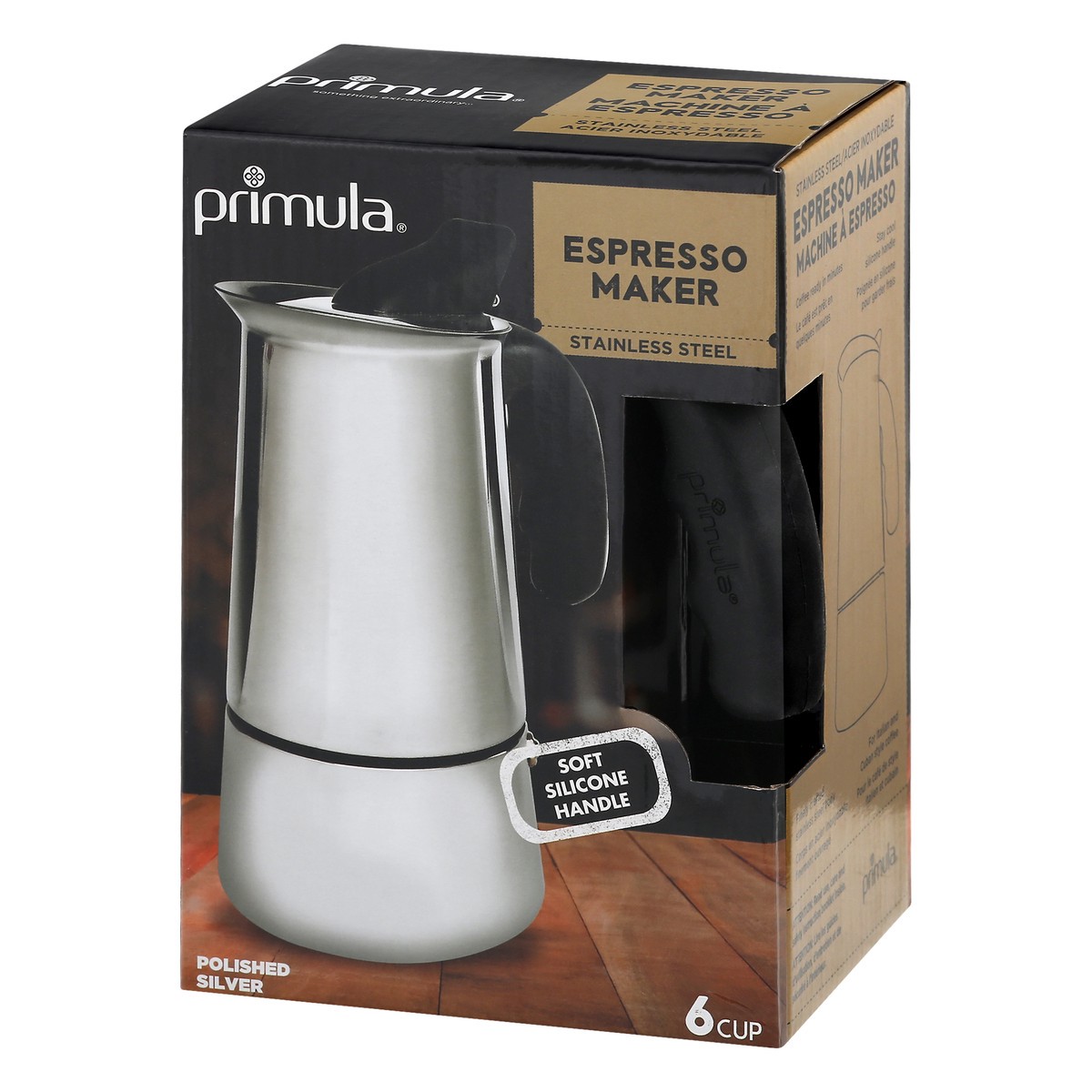 slide 5 of 11, Primula 6 Cup Polished Silver Stainless Steel Espresso Maker 1 ea, 1 ct