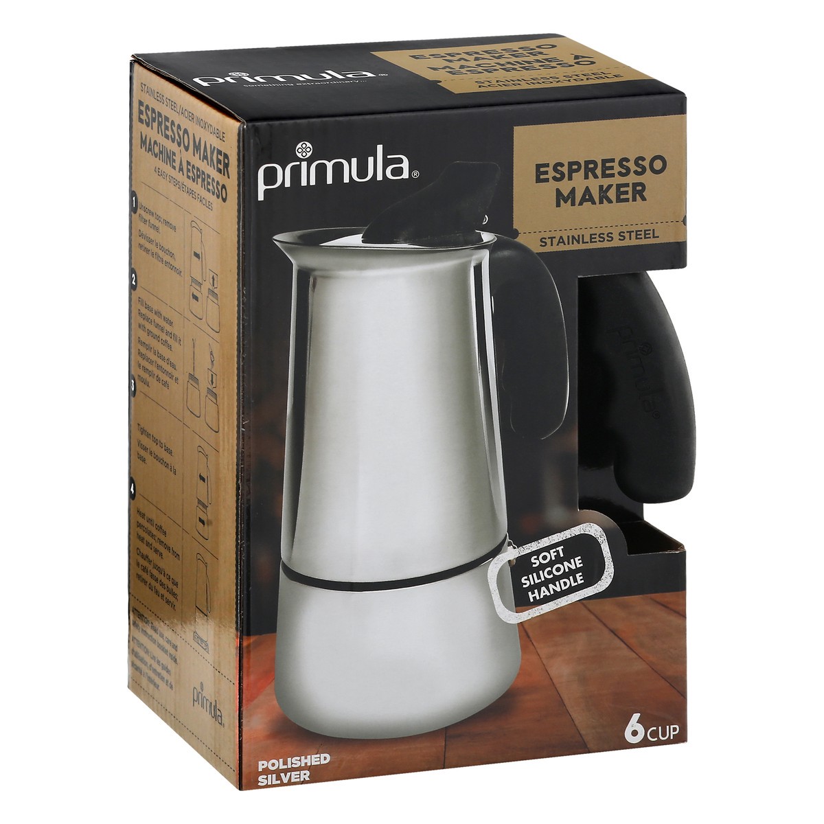 slide 2 of 11, Primula 6 Cup Polished Silver Stainless Steel Espresso Maker 1 ea, 1 ct