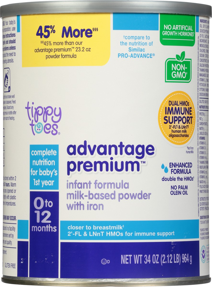 slide 8 of 15, Tippy Toes Advantage Premium 0-12 Months Infant Formula with Iron 34 oz, 34 oz