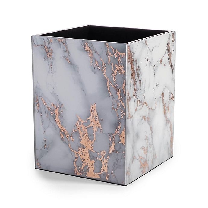 slide 1 of 1, Kassatex Marble Swirl Wastebasket - Gold, 1 ct