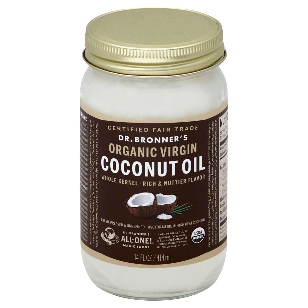 slide 1 of 1, Dr. Bronner's Virgin Whole Kernal Coconut Oil, 14 fl oz