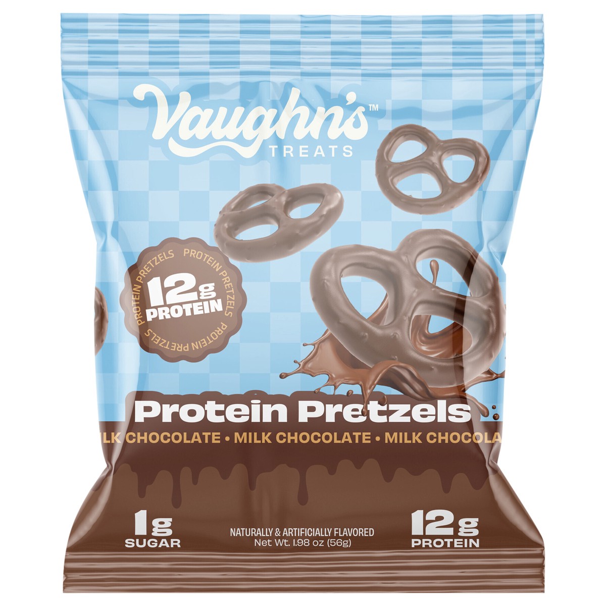 slide 1 of 8, Vaughn's Treats Milk Chocolate Protein Pretzels 1.98 oz, 1.98 oz