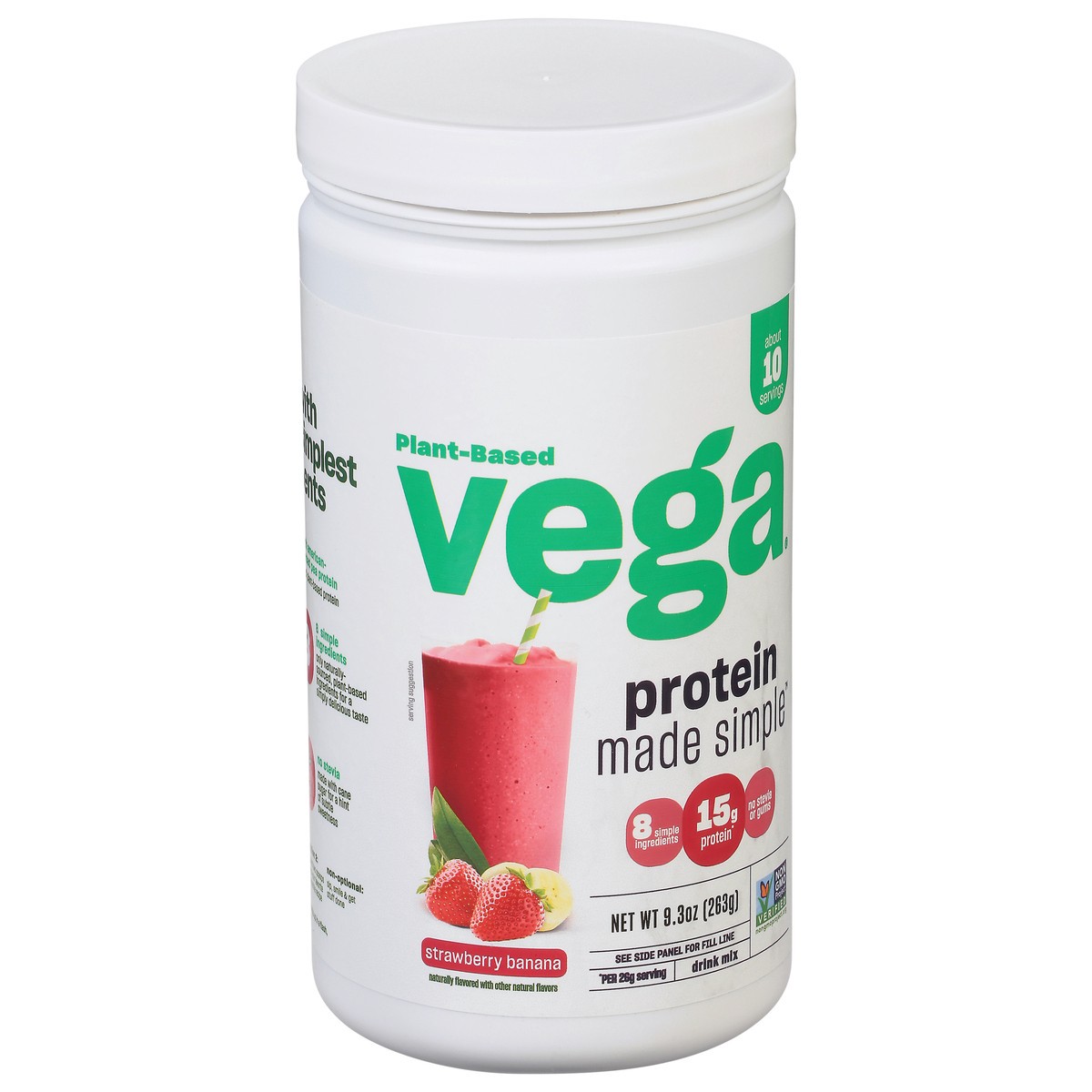 slide 2 of 9, Vega Made Simple Protein Plant-Based Strawberry Banana Drink Mix 9.3 oz, 9.3 oz