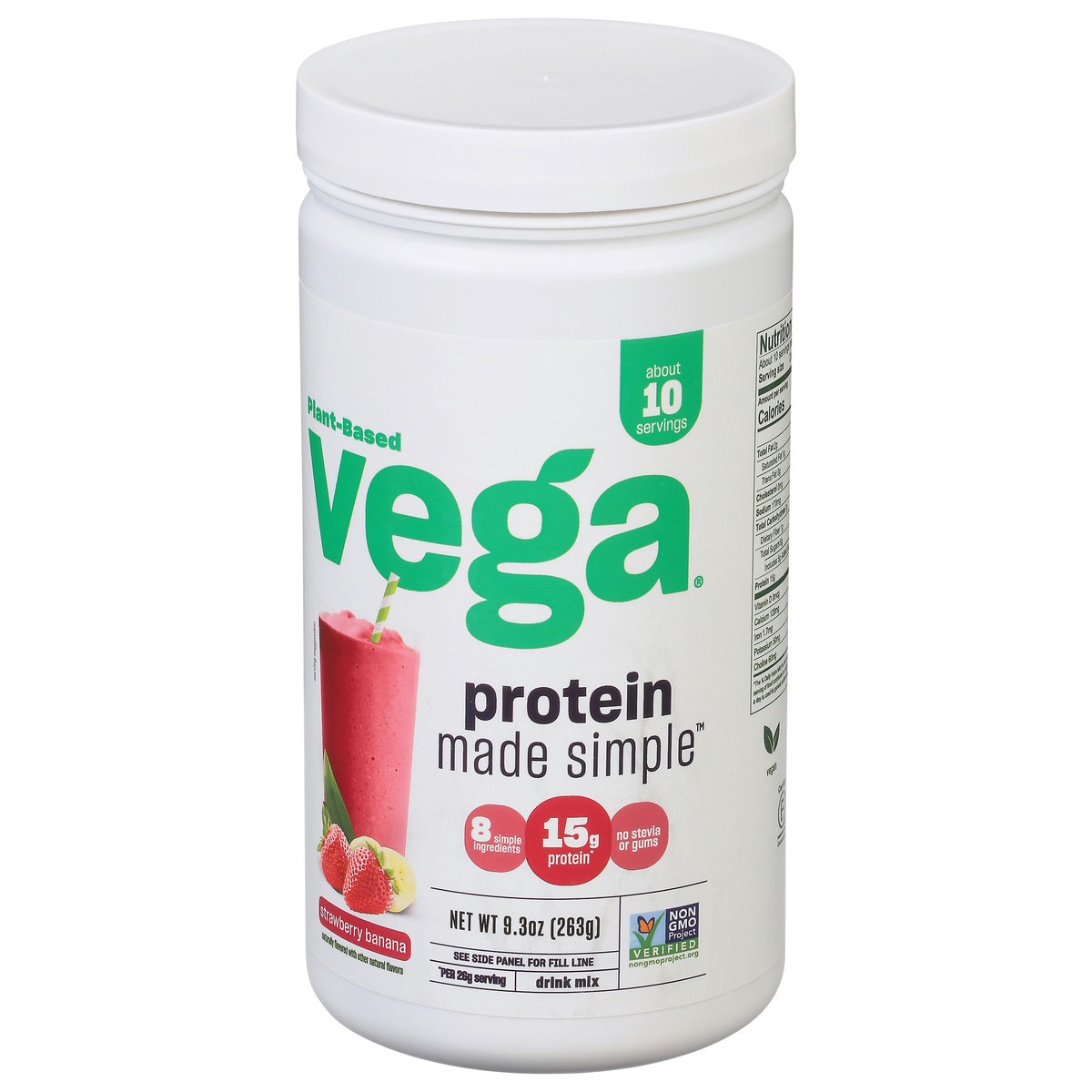 slide 3 of 9, Vega Made Simple Protein Plant-Based Strawberry Banana Drink Mix 9.3 oz, 9.3 oz