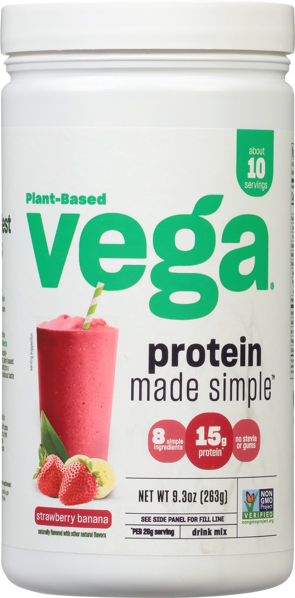 slide 6 of 9, Vega Made Simple Protein Plant-Based Strawberry Banana Drink Mix 9.3 oz, 9.3 oz
