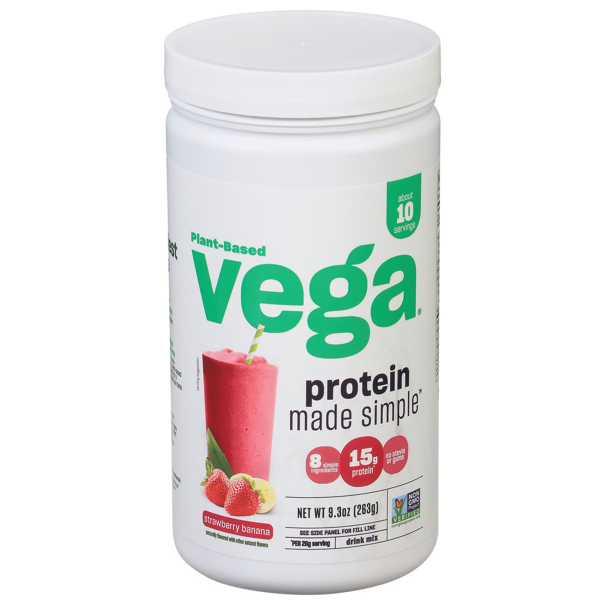 slide 1 of 9, Vega Made Simple Protein Plant-Based Strawberry Banana Drink Mix 9.3 oz, 9.3 oz