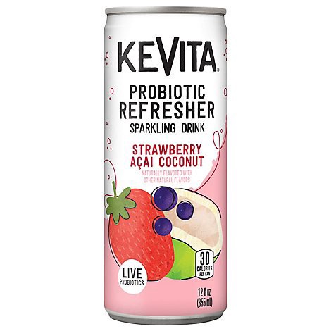 slide 1 of 1, Kevita Strawberry Acai Coconut Sparkling Probiotic Refresher 12 Ounces, 12 oz