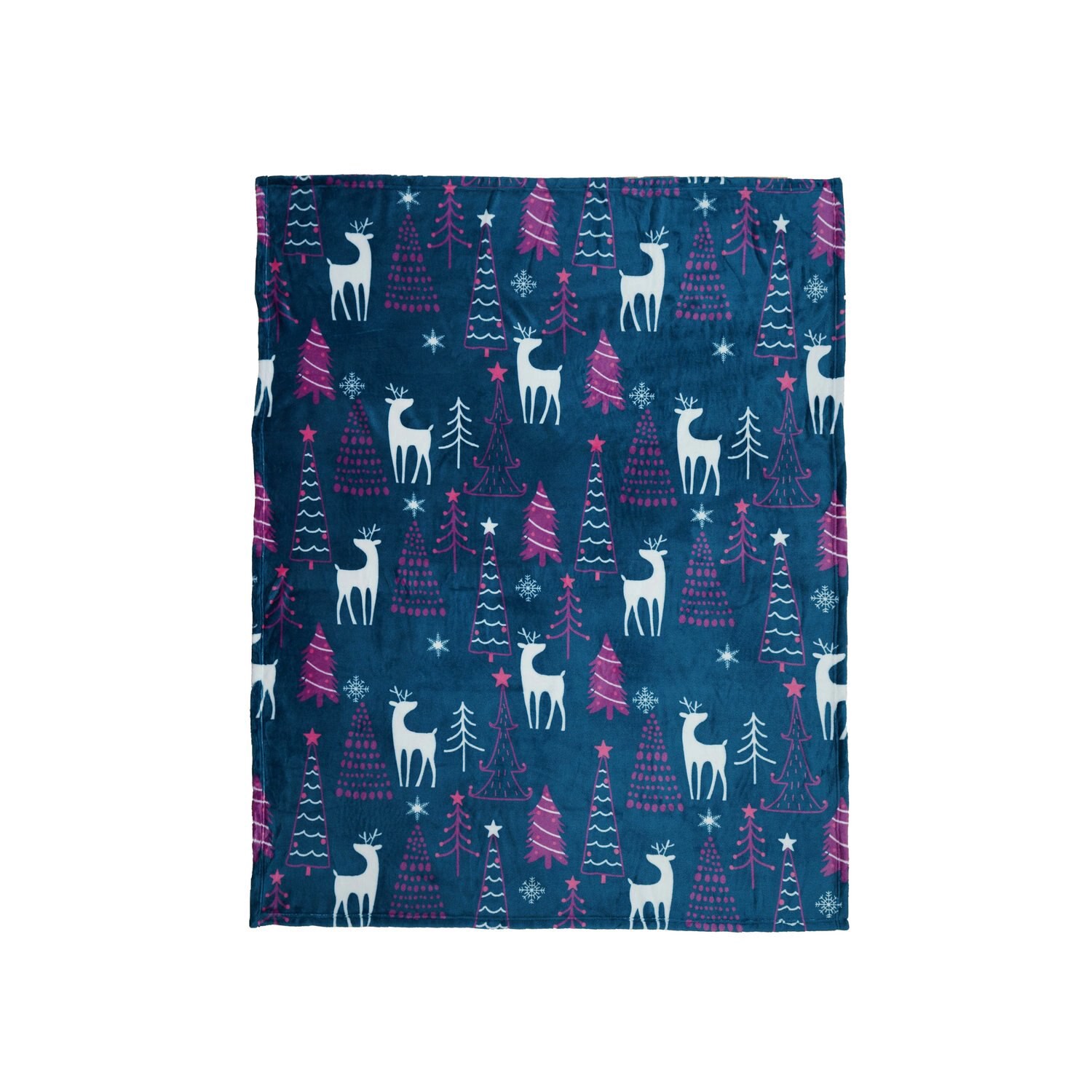 slide 3 of 3, Joyward Flannel Throw Blanket, Trees & Reindeer, 50 X 60 In, 1 ct