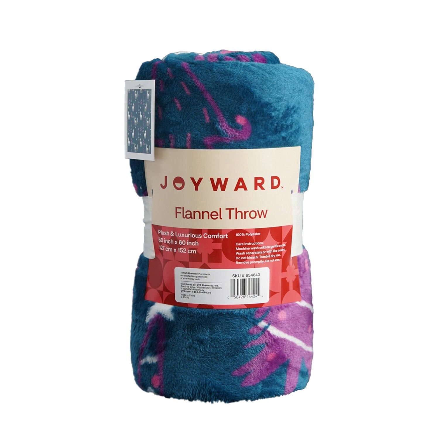 slide 1 of 3, Joyward Flannel Throw Blanket, Trees & Reindeer, 50 X 60 In, 1 ct