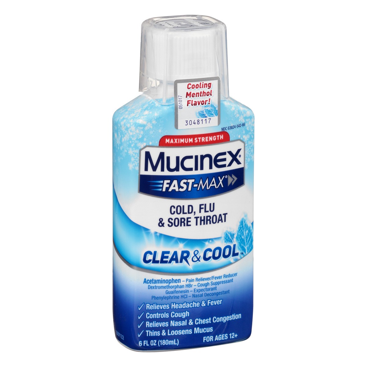 slide 2 of 9, Mucinex Fast-Max Clear & Cool Cold, Flu, & Sore Throat Liquid, 6oz, 6 oz