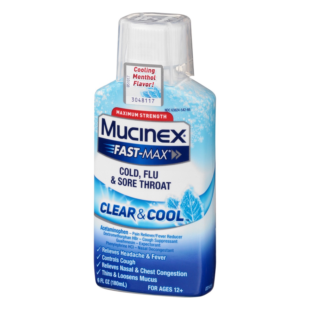 slide 3 of 9, Mucinex Fast-Max Clear & Cool Cold, Flu, & Sore Throat Liquid, 6oz, 6 oz