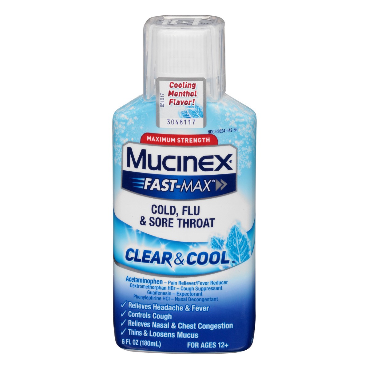 slide 1 of 9, Mucinex Fast-Max Clear & Cool Cold, Flu, & Sore Throat Liquid, 6oz, 6 oz