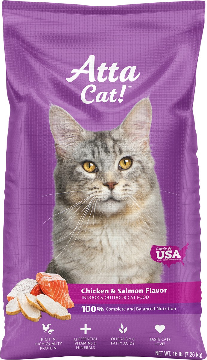 slide 3 of 3, Atta Cat! Chicken & Salmon Flavor Cat Food 16 lb, 16 lb