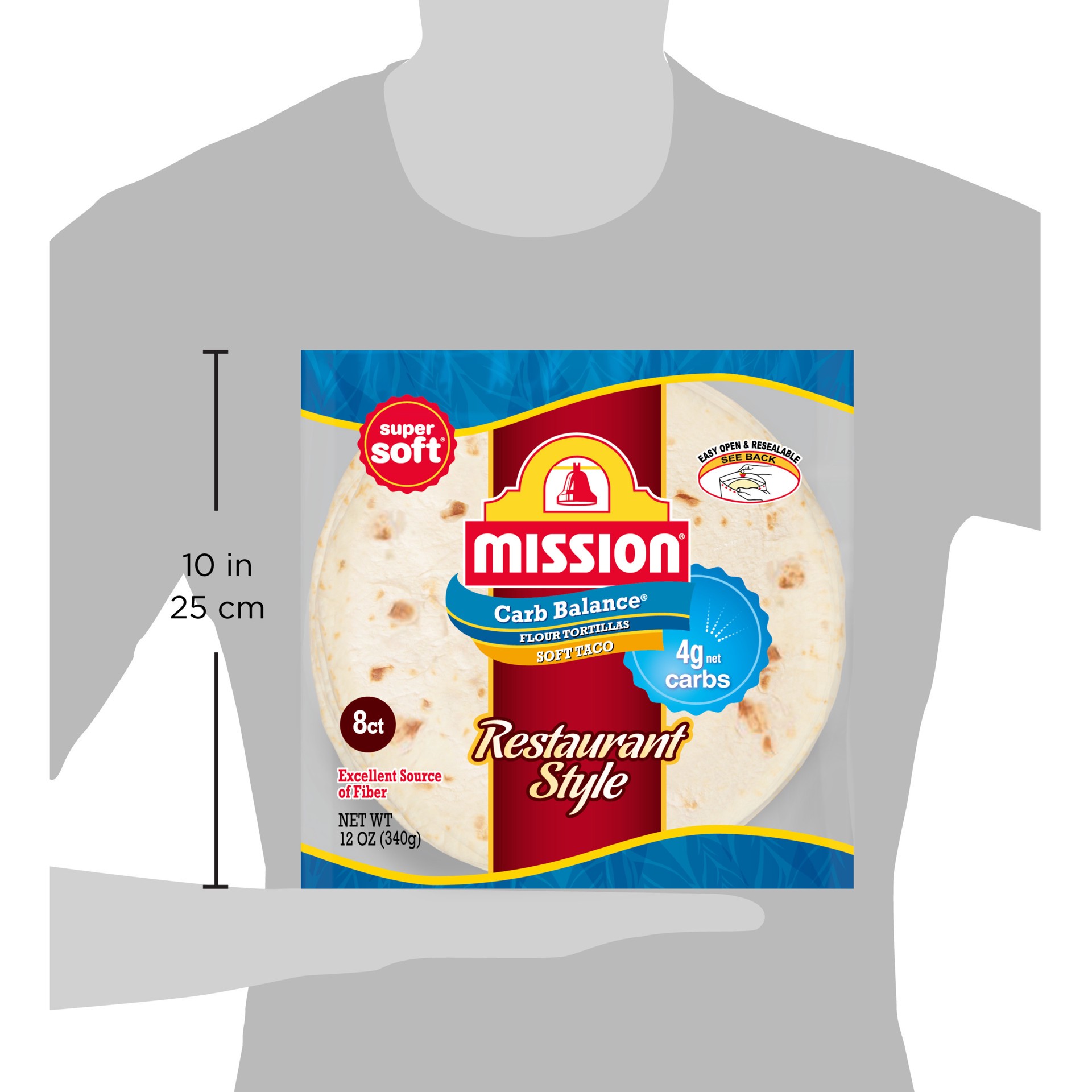 slide 5 of 5, Mission Carb Balance Restaurant Style Flour Tortillas, Soft Taco Size, 8 Count, 8 ct; 12 oz