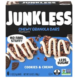 Junkless Cookies & Cream Chewy Granola Bars 6 - 1.1 oz Bars